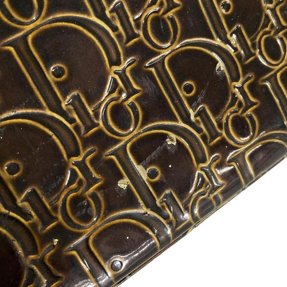 Auth DIOR/ChristianDior Maris Pearl,Trotter - Dark Brown Patent Leather Handbag - Picture 12 of 16